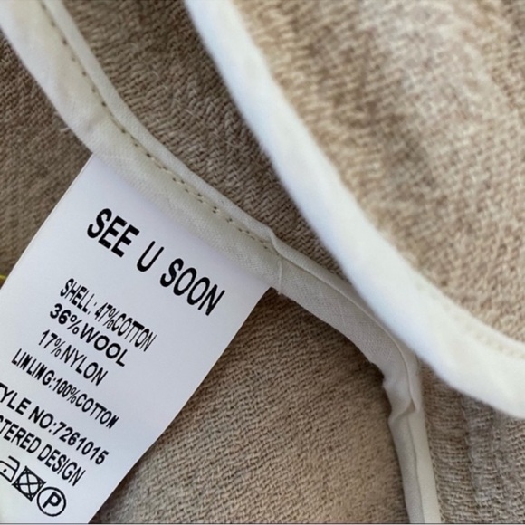 Anthropologie/See U Soon Oatmeal Wool Cotton Blend Coat - Picture 10 of 10